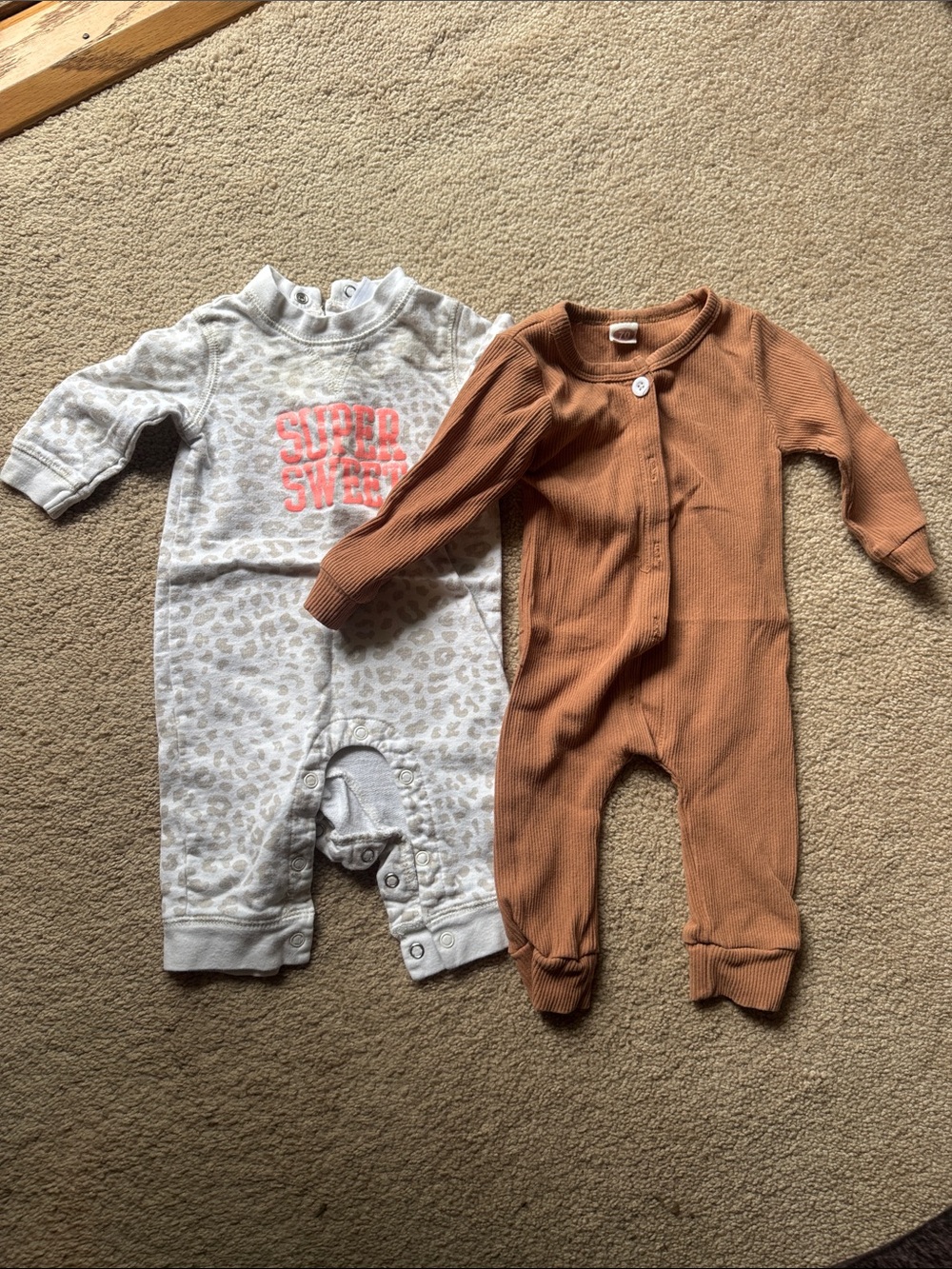 Baby Romper Lot 3M | Carter’s & Neutral Ribbed Romper